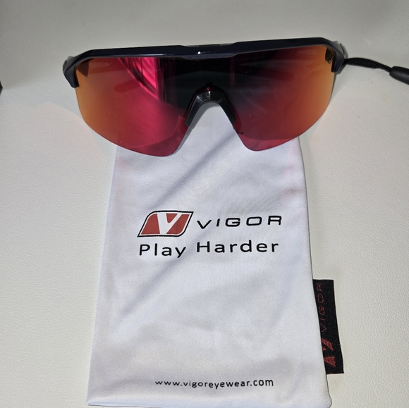 Vigor Eye Wear Other - NWT Vigor Mystic Black and Orange / Yellow Sports Sunglasses